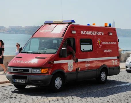 Bombeiros Emergency Ambulance in Lisbon, Portugal. Stock Photos
