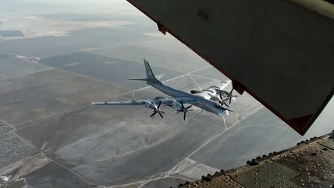 The bomber appears to the right Stock Footage 84228564