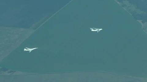Bomber catching tanker Stock Footage 70823725