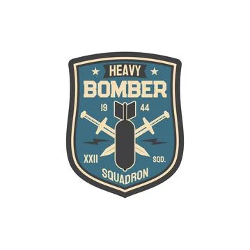 Bomber division patch on uniform with bombs, sword Stock Illustration