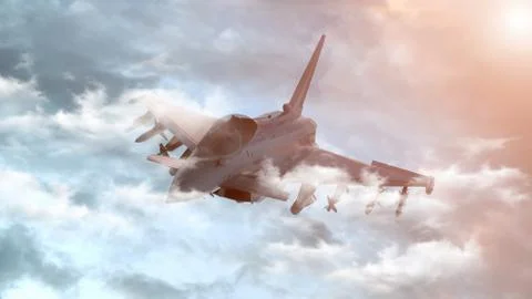 Bomber flying on a background of the sky. 3d render Illustrazione stock