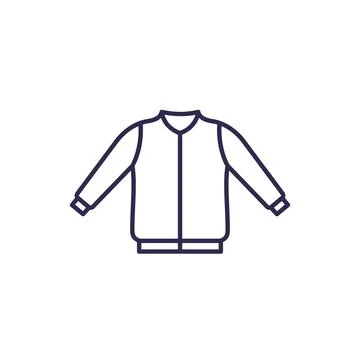 Bomber jacket line icon on white Illustrazione stock