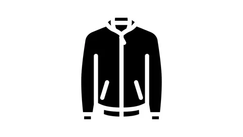 Bomber jacket outerwear female glyph icon animation Stock Footage 326747332