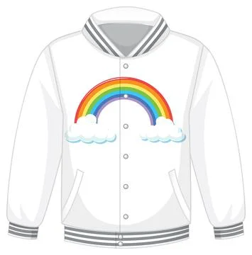 A bomber jacket with rainbow pattern on white background Illustrazione stock