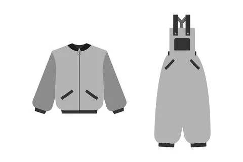 Bomber Jacket with Zip Fastening and Overall on cuff with pockets Grayscale イラスト素材