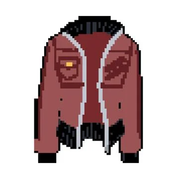 Bomber leather jacket female pixel art vector illustration Stock Illustration