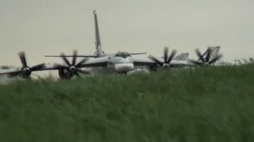 Bomber taxis in the grass Video stock 85828037