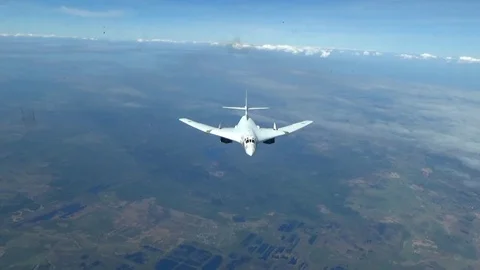 Bomber Tu-160 with a maximum sweep Video stock 69969529