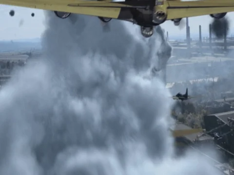 Bombers Attacking an Industrial Zone Stock Footage 72141763