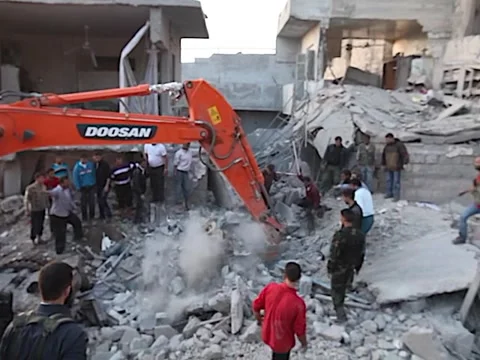 Bombing Aftermath War in Syria Stock Footage 55183243