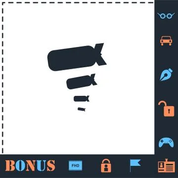 Bombing icon flat Stock Illustration