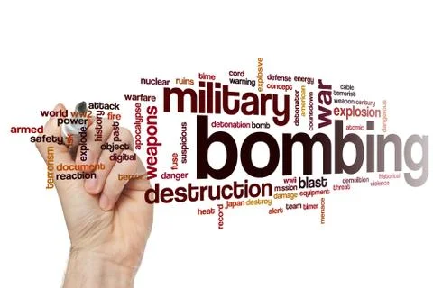 Bombing word cloud concept Stock Illustration