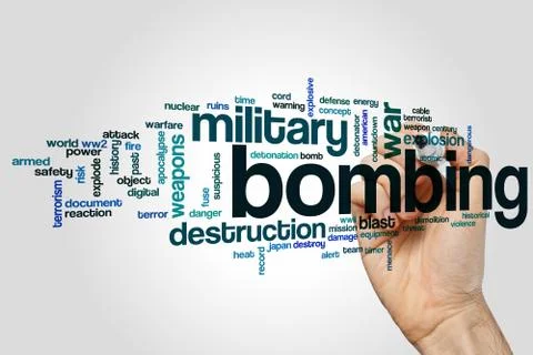 Bombing word cloud concept Stock Illustration