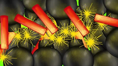 Bombs and dynamite cartoon animation on green screen. Stock Footage 312157721