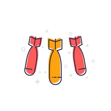 Bombs, bombing vector line icon Stock Illustration