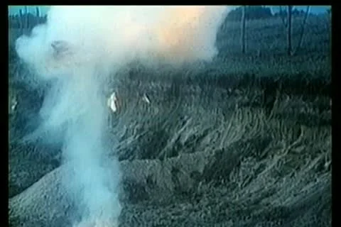 Bombs exploding near trenches Stock Footage 11345950