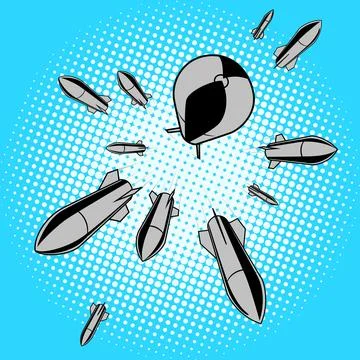 Bombs falling from sky pop art vector Stock Illustration