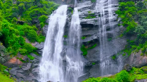 BOMBURU ELLA WATERFALL - Widest Waterfall in Sri Lanka Stock Footage 170154191