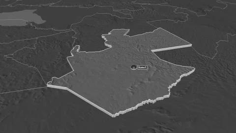 Bomet, Kenya. Bilevel elevation map with surface waters Stock Illustration