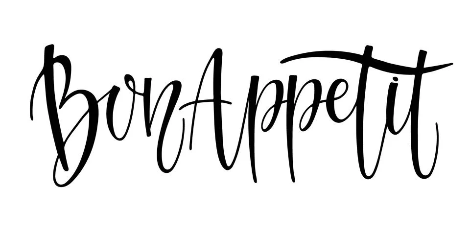 Bon appetit calligraphy lettering. Cursive text bon appetit for menu, kitchen Illustrazione stock