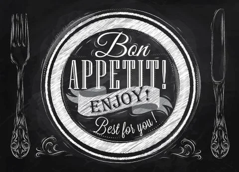 Bon appetit chalk Stock Illustration