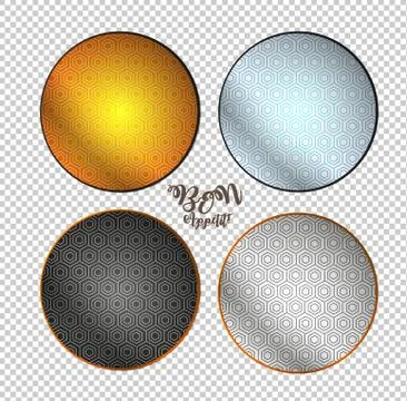 Bon appetit. Empty plates on a checkered background. Plates with a geometric  Stock Illustration