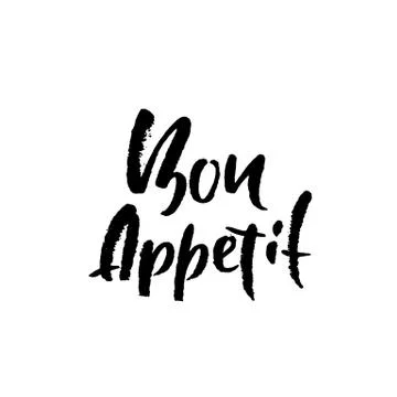 Bon Appetit. Hand drawn phrase. Modern dry brush lettering. Vector illustration. Stock Illustration