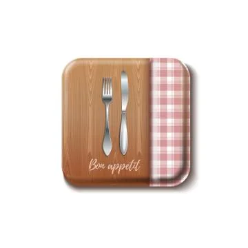 Bon appetit kitchen design. Realistic vector illustration Stock Illustration