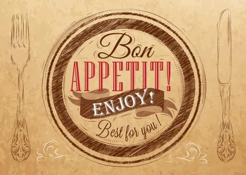 Bon appetit kraft Stock Illustration