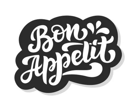 Bon appetit vector logo badge with hand written modern calligraphy Stock Illustration