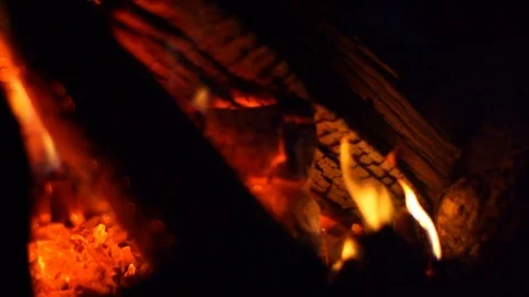 Bon Fire, logs burning, fire at night Video stock 88791339