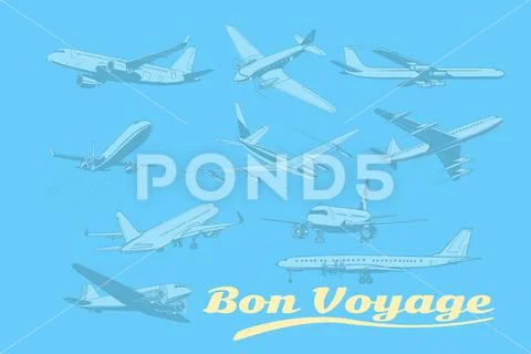 Bon voyage, set of aircraft air transport Stock Illustration