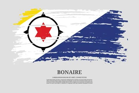 Bonaire flag with brush stroke effect and information text poster, vector Illustrazione stock