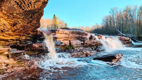 Bonanza Falls Landscape Michigan Video stock 278719085
