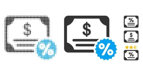 Bond Coupon Halftone and Solid Icon Stock Illustration