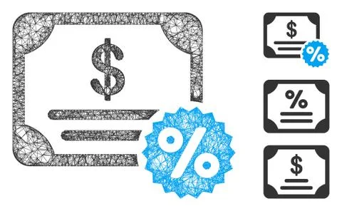 Bond Coupon Polygonal Web Vector Mesh Illustration 스톡 일러스트