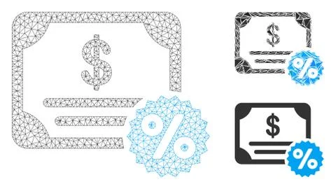 Bond Coupon Vector Mesh Network Model and Triangle Mosaic Icon Illustrazione stock