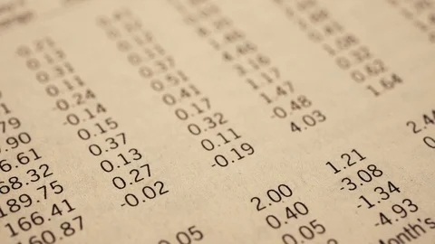 Bond Indices in the economic section of newspaper Stock Footage 90588955