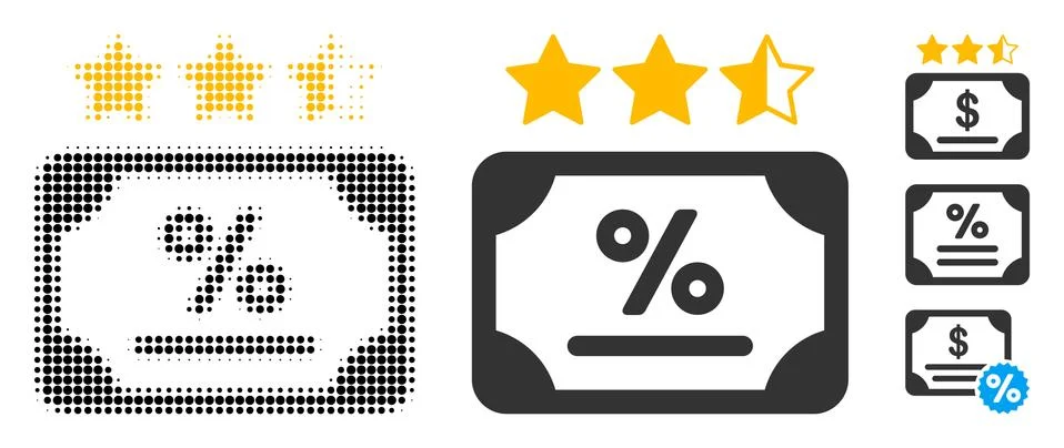 Bond Rating Halftone and Solid Icon Stock Illustration