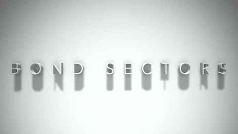 Bond sectors 3D title animation white text on a white background Stock Footage 299370675