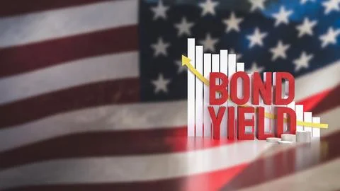 The Bond Yield and chart on USA flag for Business concept 3d Rendering. Stock Illustration