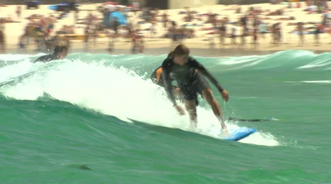 Bondi Beach men surfing Stock Footage 52225280