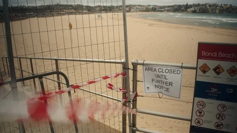 Bondi Beach - Motion Timelapse - Closed from Coronavirus Video stock 127215194