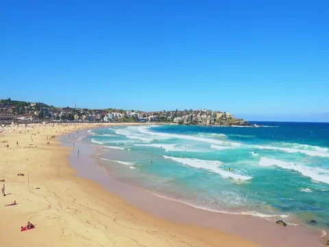 Bondi Beach or Bondi Bay at sunny day in Sydney Stockbeeldmateriaal 80581081
