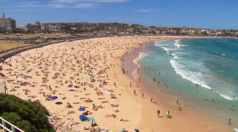 Bondi Beach in Sydney during summer PT1 Stock Footage