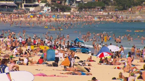 Bondi Beach in Sydney during summer PT6 Stock Footage