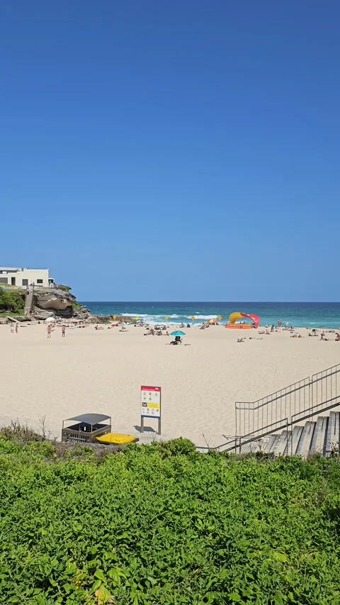 Bondi Beach, Sydney - Surf, Sun, and Coastal Views [8K] Stock-Footage 299026176