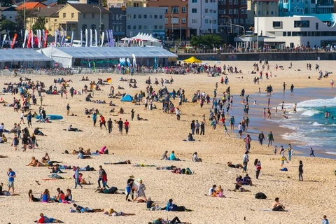 Bondi Beach Timelapse Wide Stock Footage 105936331
