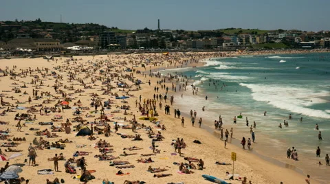 Bondi beach wide angle time lapse Stock Footage 61503734