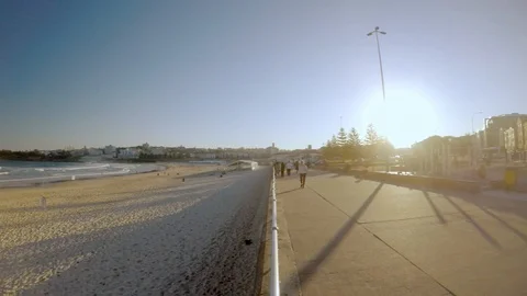 Bondi empty beach at sunset Stock Footage 120799706